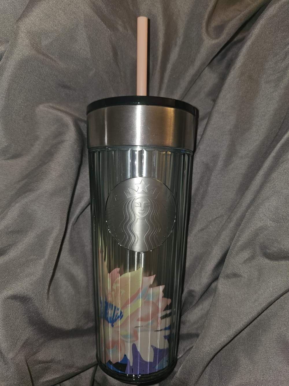 Starbucks Iridescent Floral Cold Cup Tumbler - Pink Straw